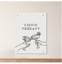 Bring style to your home bar with the Liquid Therapy metal wall sign.