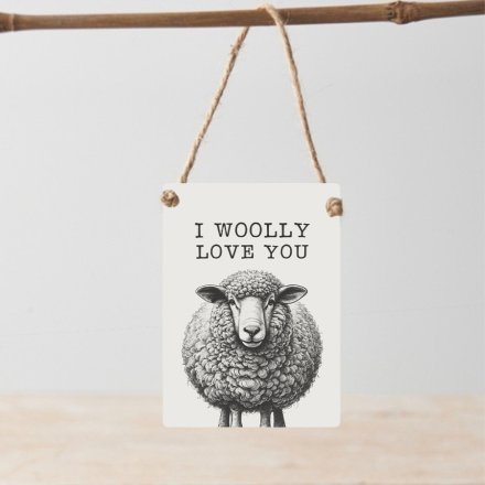 20cm I Woolly Love you Sheep Metal Sign