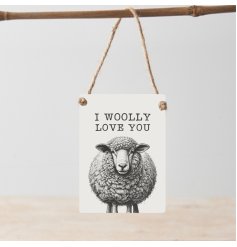 Give your space charm with the I Woolly Love You Sheep metal sign.