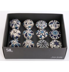 Blue and white door handles