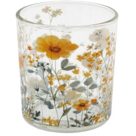 Glass Orange Blossom Candle Holder, 8cm 