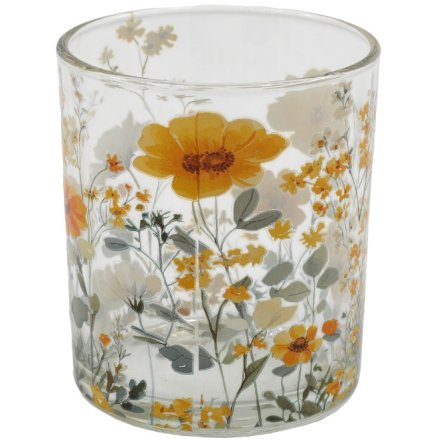 10cm Orange Flower-Design Candle Holder
