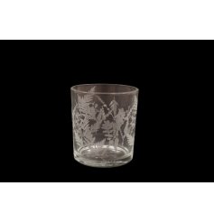 a stylish candle holder with etched details 