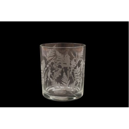 Etched Leaf Candle Holder, 10cm 