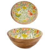 A charming Songbird Enamel & wooden bowl