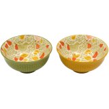 a colourful song bird print serving bowl 