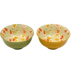 a colourful song bird print serving bowl 