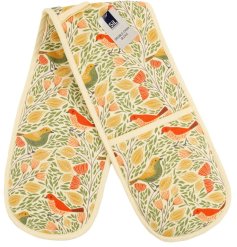 Chic Songbird double oven mitt for safe, stylish kitchen use.