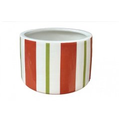 Enhance your garden or patio with the stylish Cocktail Stripe Planter.