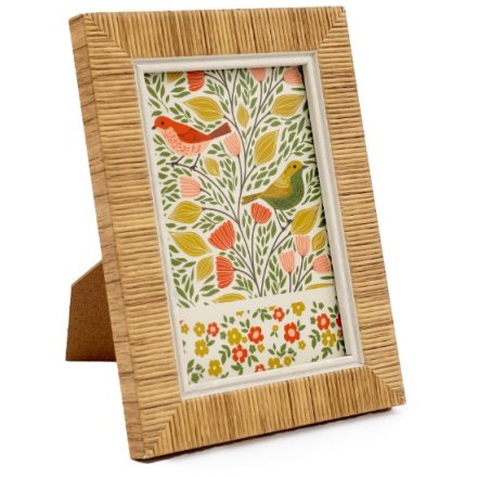 Rattan Songbird Photo Frame, 4 X 6 