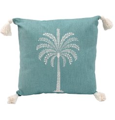 Bring tropical charm home with the 45cm Print Palmtree Scatter Cushion