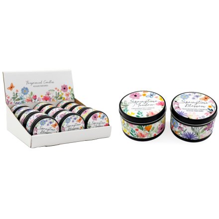 Springtime Tin Candle, 8cm 