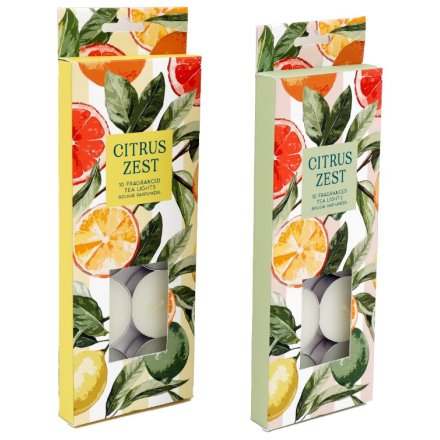 Pk10 Citrus Scented Tealight Candles 2/a 