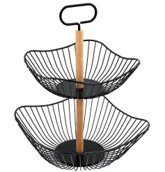 Keep your space tidy with this stylish, durable 2-tier metal basket—ideal for storing fruits and veggies.