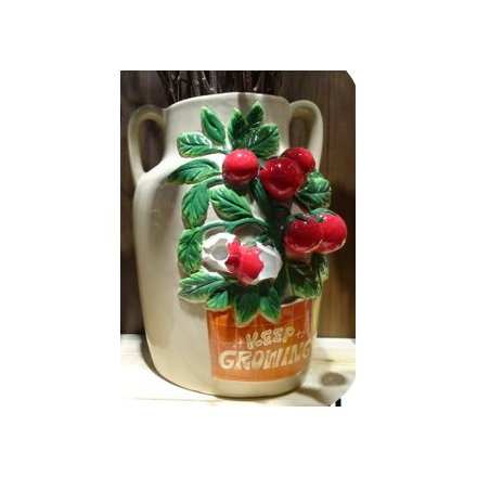 3D Red Tomato Plant Vase, 26cm 