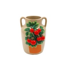 Brighten your space with this vivid tomato-shaped vase for a lively home touch.