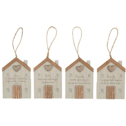 4/A Wooden House Hangers, 12cm 