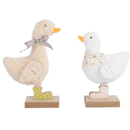 2/A Wool Duck On Base Deco, 15cm 