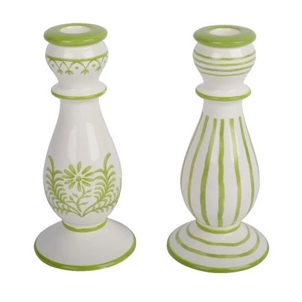 2/A Flower/stripe Candle Holder, 22cm 