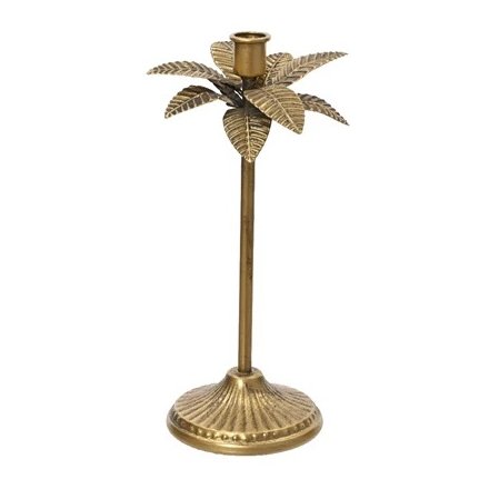 28.5cm Gold Palm Tree Iron Candleholder