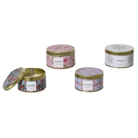 scented wax candle in a compact tin