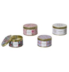 scented wax candle in a compact tin