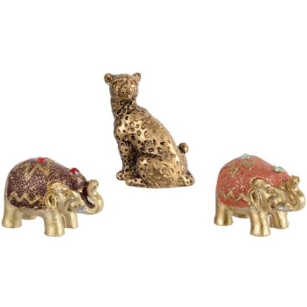 An assortment of 3 gold figurines in beautiful animal designs