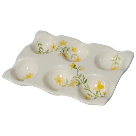 Floral Stoneware Egg Holder