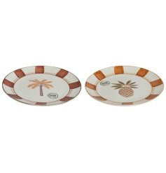 Breakfast Plate Porcelain Round Decal Stripe Pattern set
