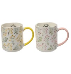 Elegant porcelain mug with vibrant floral decals