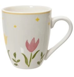 Porcelain tulip mug with classic style and lasting quality.
