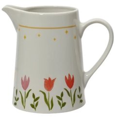 Bring classic elegance to your table with the Tulip Pattern Pitcher Porcelain Decal.