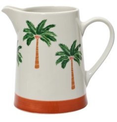 Add a touch of tropical elegance to your ceramics with the Pitcher Porcelain Decal Palm Pattern