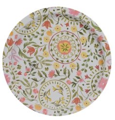 Add a touch of vintage charm to your kitchen with the Deco Plate Tin Round