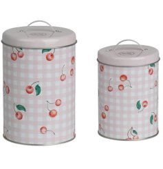 Keep treats fresh in style with our charming cherry-patterned Storage Tin Tin Round