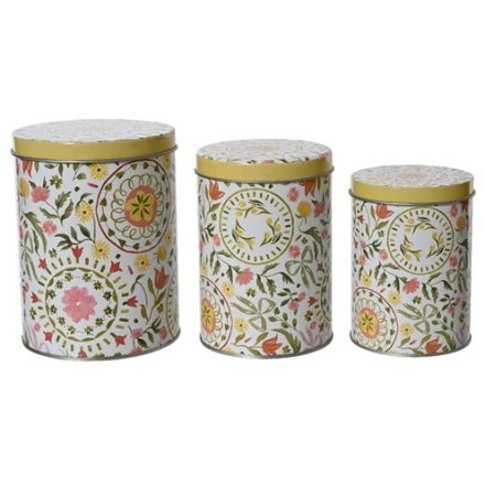 S/3 Tulip Print Storage, 14cm 
