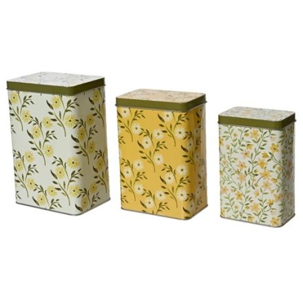 Floral Rectangular Tin Set