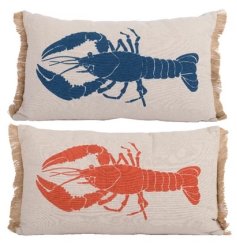 Bring seaside style to any room with this cozy, sturdy lobster-themed cushion.