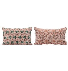 A mix of 2 beautifully crafted palm tree cushions. Rectangular in shape with a bold and colourful embroidered pattern
