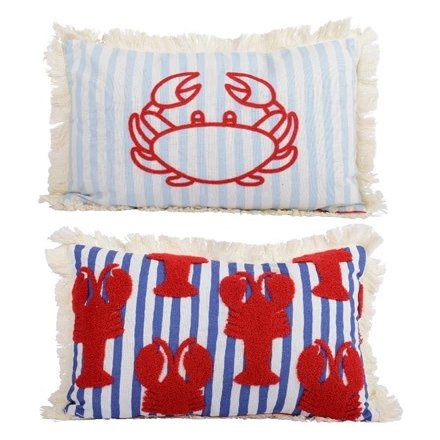 2/A Crab & Fringe Design Cushion, 50cm