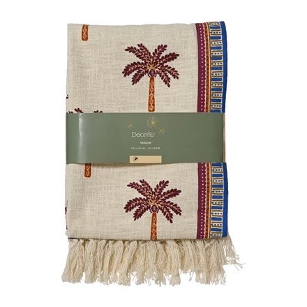 Palm Tree Cotton Throw, 130cm 