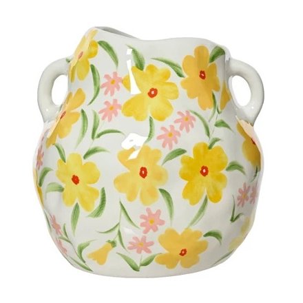Flower Design Porcelain Vase, 19cm