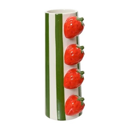 Stripped 3D Strawberry Vase, 20.7cm 
