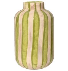 a  stylish stripped tall vase 
