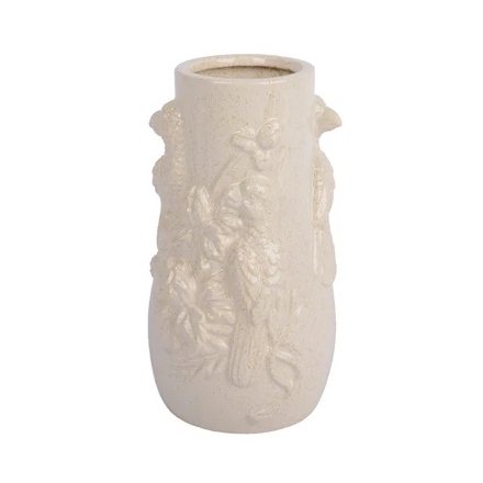 Tropical Birds Vase White, 24.5cm