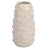 A chic and unique 3D fish vase with a cream, reactive glaze finish.  