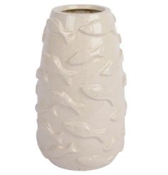 Enhance your decor with the artistic Vase Porcelain Reaction Glaze featuring elegant fish designs.