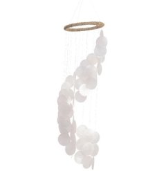 Add boho vibes and coastal charm to the home and garden with this natural capiz chime. 