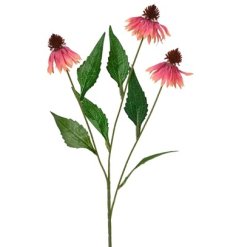 Lifelike Spray Echinacea Polyester Coneflower with Leaf