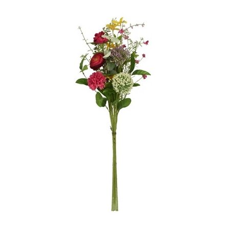 A fine quality artificial wild flower posy wrapped with kraft paper.
